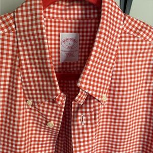 Orange Brooks Brothers Gingham Shirt